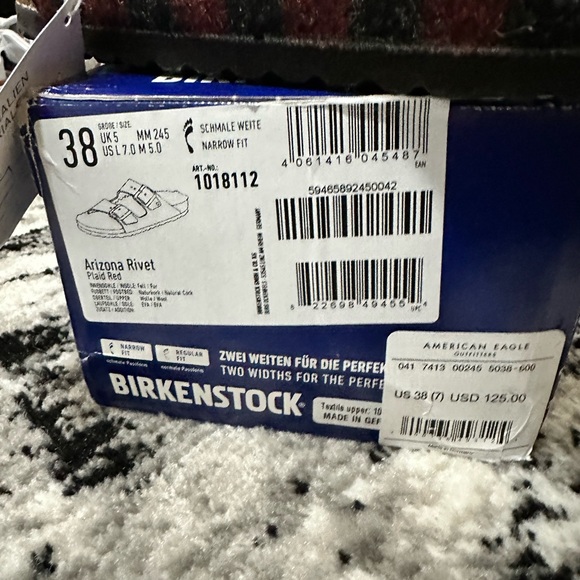 BRAND NEW in the box, Red Buffalo Plaid Birkenstock - Picture 2 of 4